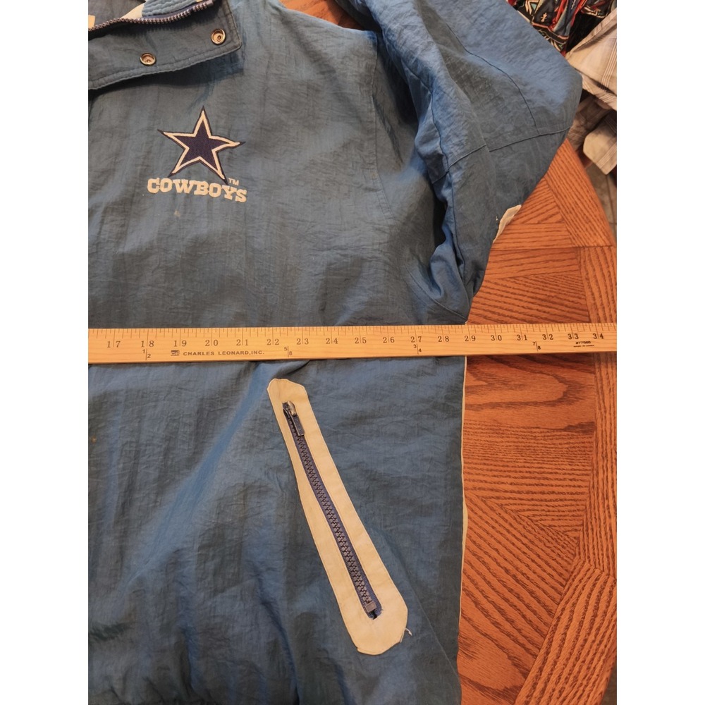 Vintage Starter Dallas Cowboys NFL Jacket Blue Cream Quilted XL 90s Sideline - Picture 6 of 16